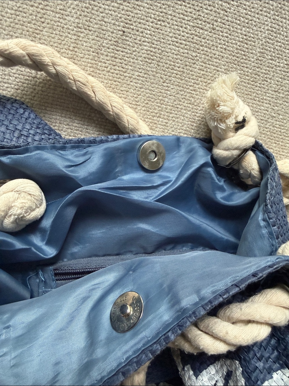 Navy Floral Rope-Handle Tote Bag - Picture 7 of 7